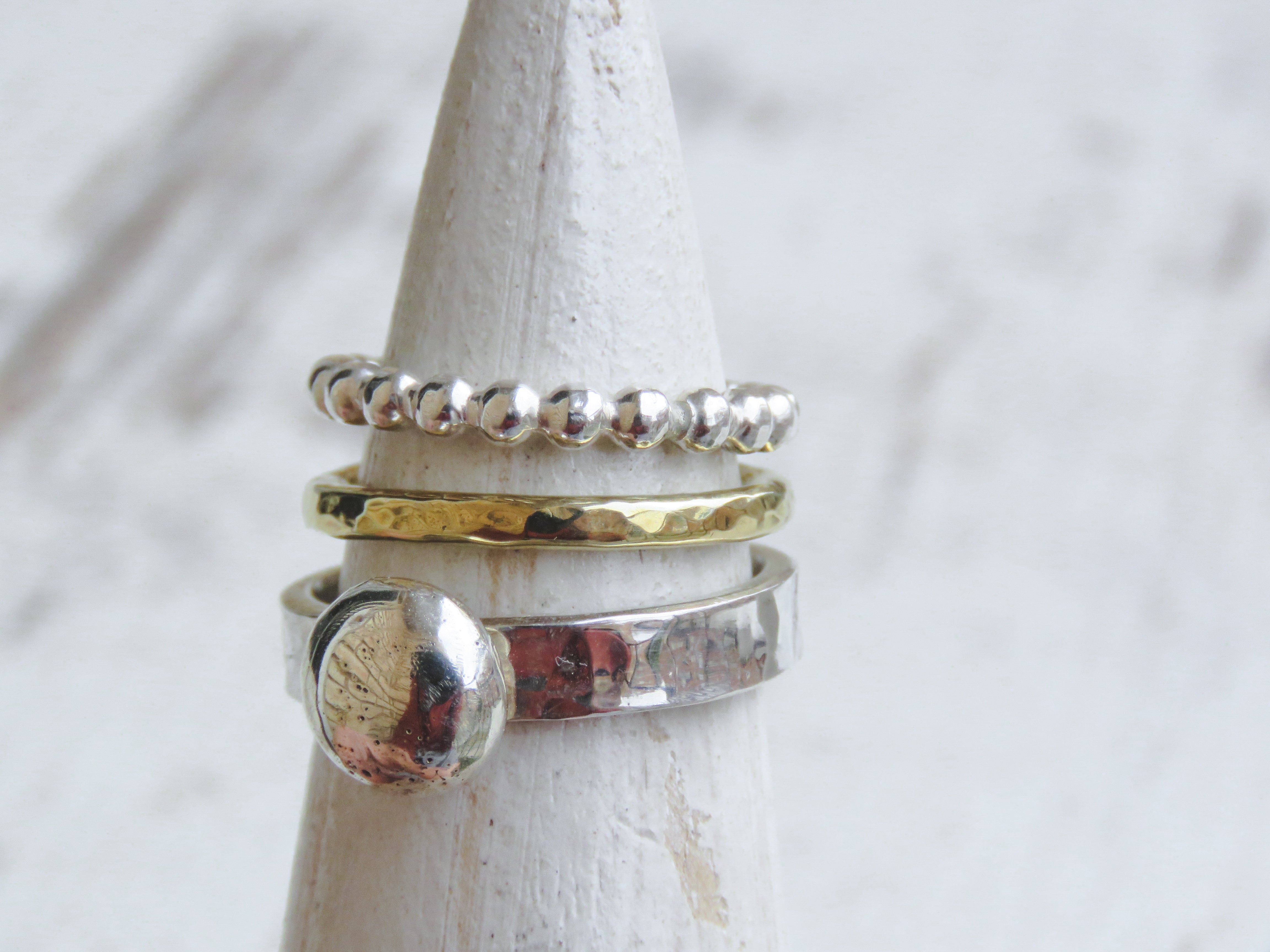 Anillo bolitas de plata XL