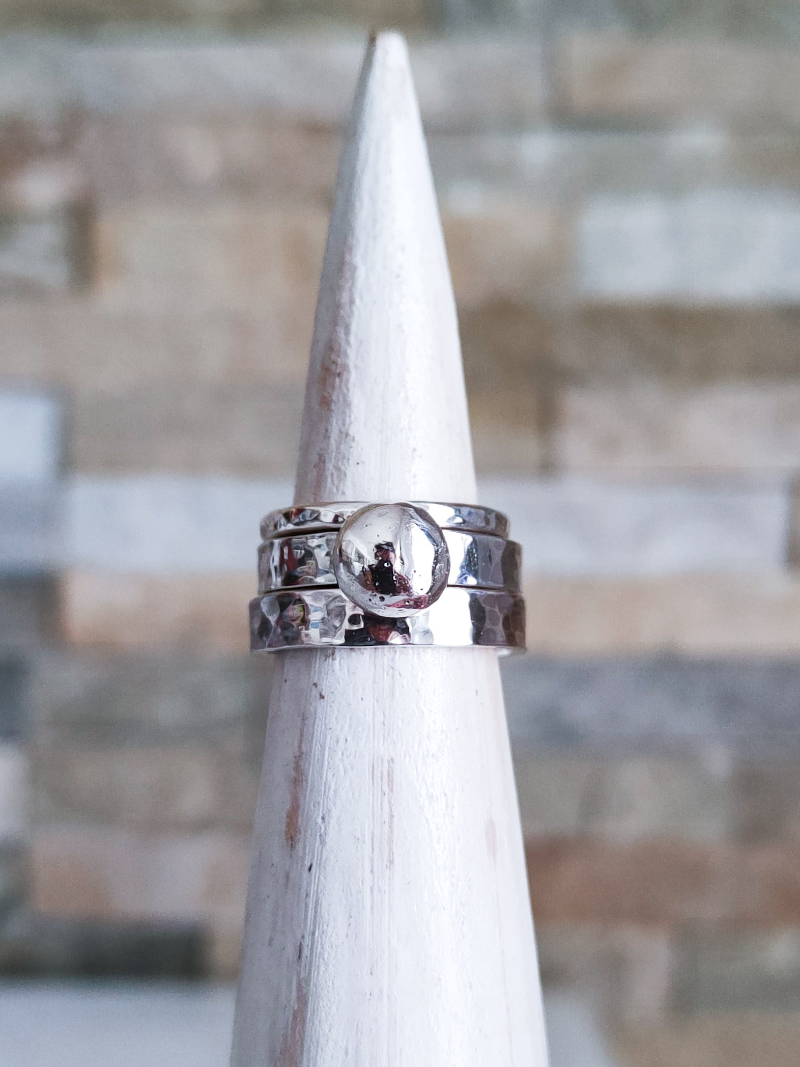 Anillo burbuja de plata de ley 4mm de ancho