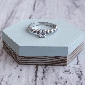Anillo solitario pedida plata
