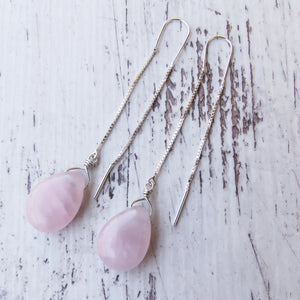 Pendientes largos CUARZO ROSA