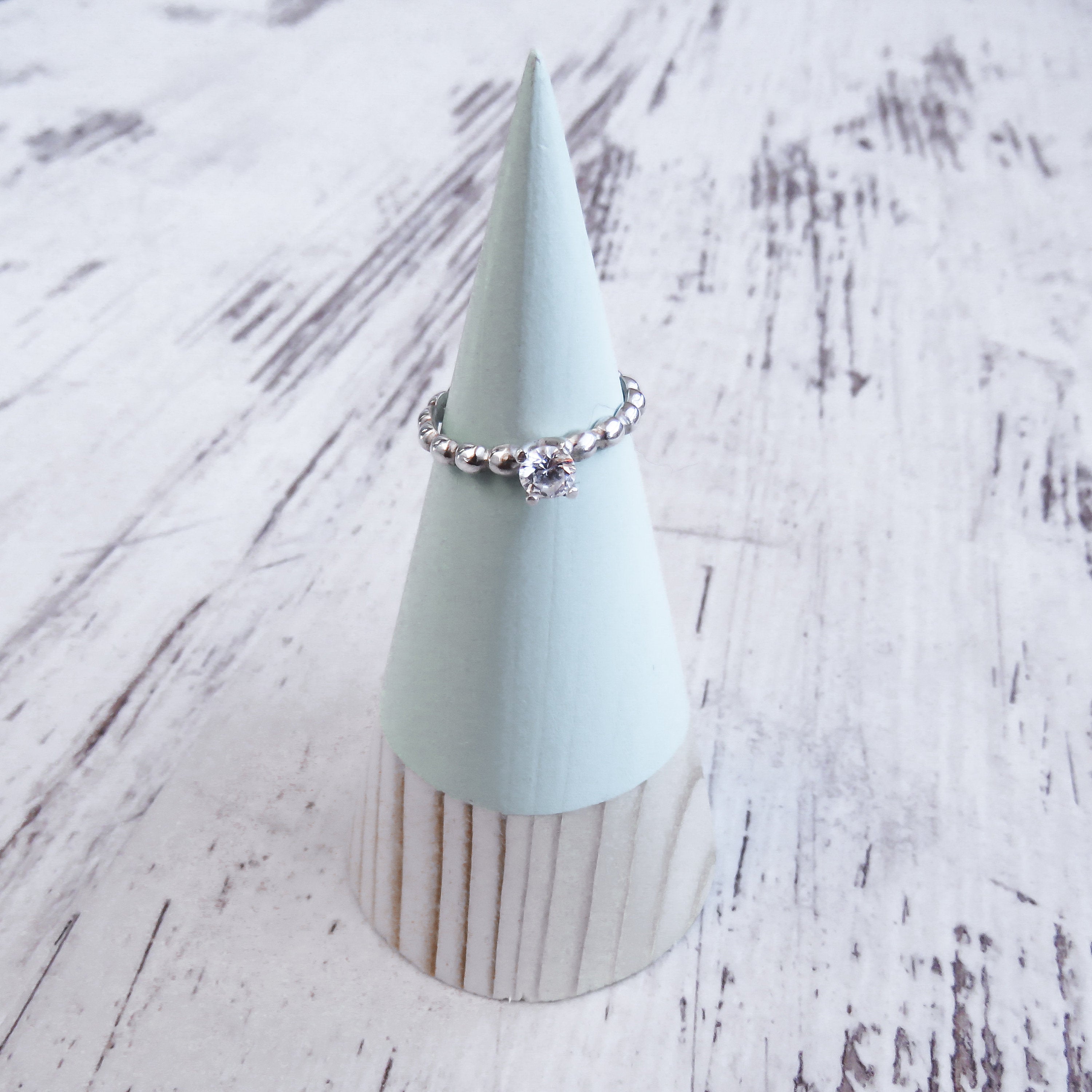 Anillo solitario pedida plata