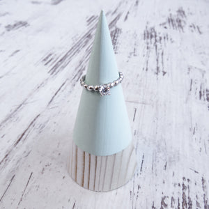 Anillo solitario pedida plata