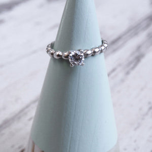 Anillo solitario pedida plata