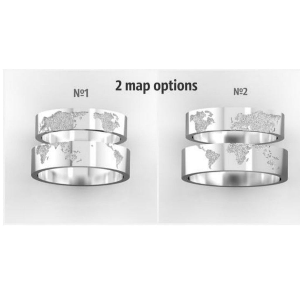 Alianzas de boda Mapamundi - Alianzas complementarias artesanales en plata