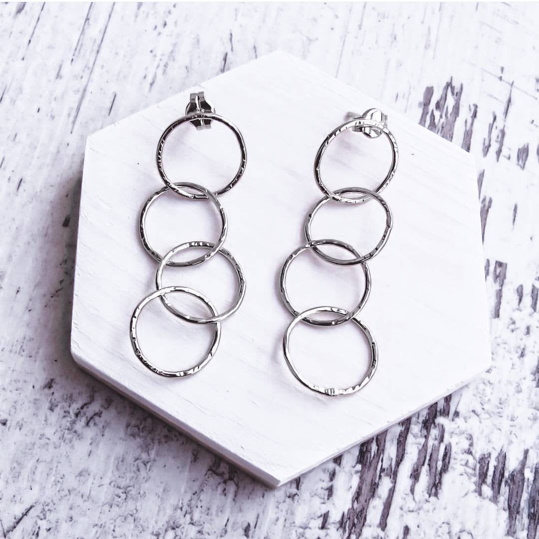 Pendientes 4 Círculos Plata