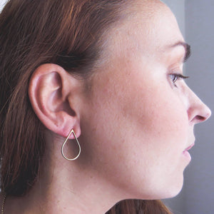 Drop earrings, gold plated earrings, handmade earrings, drop shaped earrings, gold plated thread earrings, rain drop earrings