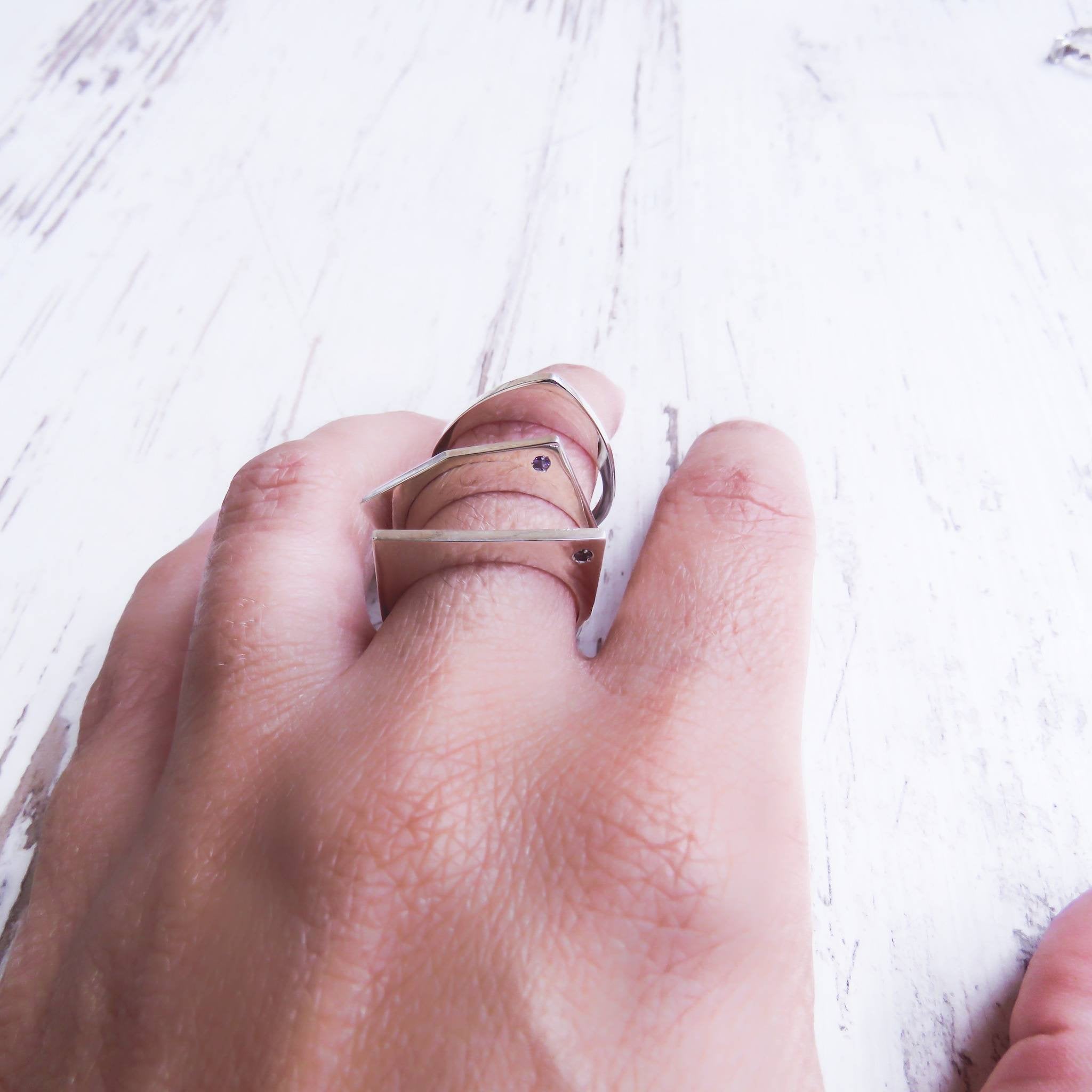 Anillo geométrico plata