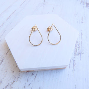 Drop earrings, gold plated earrings, handmade earrings, drop shaped earrings, gold plated thread earrings, rain drop earrings
