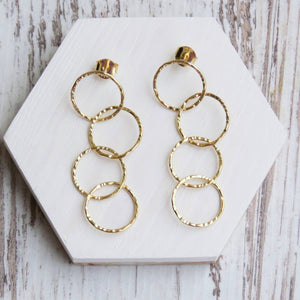 Pendientes 4 Círculos oro 9k