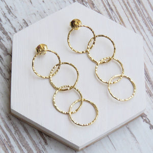 Pendientes 4 Círculos oro 9k