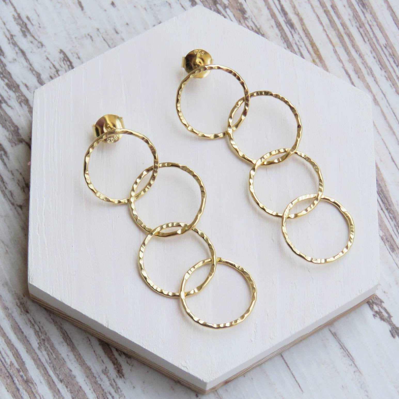 Pendientes 4 Círculos oro 18k