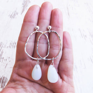 Pendientes ORGÁNICOS con ópalo blanco